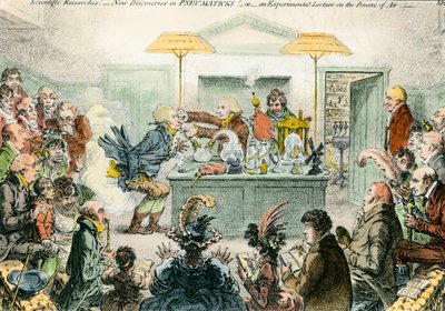 English satire on science: new discoveries in pneumatic materials by James Gillray