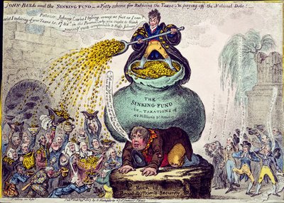 John Bull and the Sinking Fund or A Pretty Scheme for Reducing Taxes and Paying off the National Debt by James Gillray