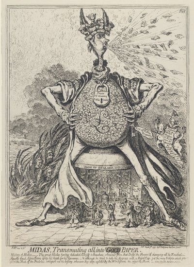 Midas, Transmuting All into Gold Paper, 1797 by James Gillray