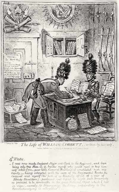Plate 4, from The Life of William Cobbett, written by himself, pub. by H. Humphrey by James Gillray