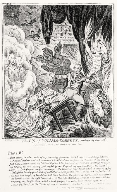 Plate 8, from The Life of William Cobbett, written by himself, pub. by H. Humphrey by James Gillray