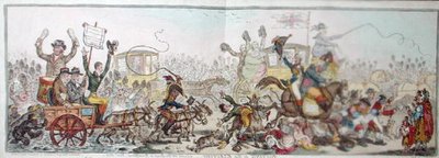 Posting to the Election: a scene on the road to Brentford, published by Hannah Humphrey in 1806 by James Gillray
