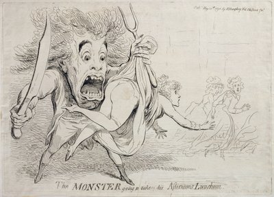 The Monster Going to Take His Afternoon Luncheon, published by Hannah Humphrey in 1790 by James Gillray