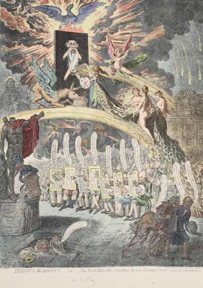 Titianus Redivivus or the Seven Wise Men consulting the new Venetian Oracle, a scene in 