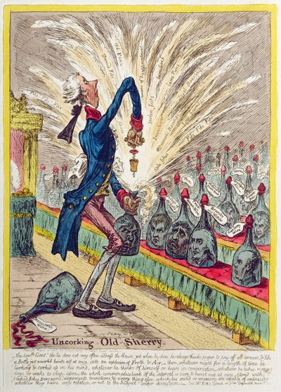 Uncorking Old Sherry, published by Hannah Humphrey in 1805 by James Gillray