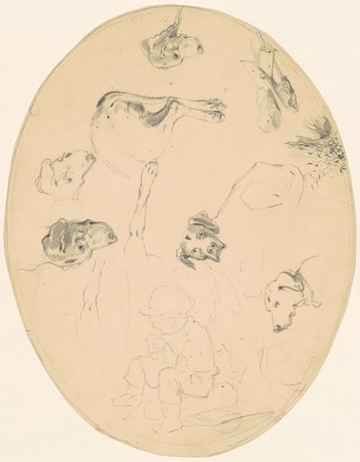 Studies of Dogs and a Seated Boy by James Goodwyn Clonney