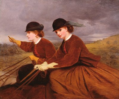 On the Downs - Two Ladies Riding Side-Saddle by James Hayllar