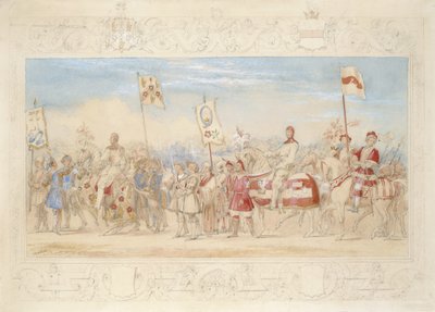 Sir Francis Hopkins Bt., Knight of the Burning Tower and Richard Lechmere, Knight of the Red Rose The Rose of Lancaster, 1839 by James Henry Nixon
