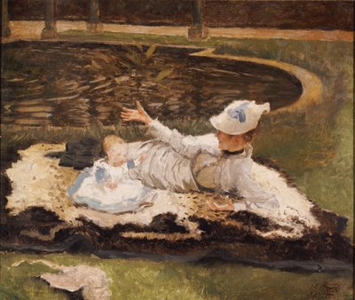 Mrs. Newton with a Child by a Pool by James Jacques Joseph Tissot