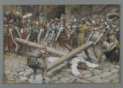 Simon the Cyrenian Compelled to Carry the Cross with Jesus, illustration from The Life of Our Lord Jesus Christ by James Jacques Joseph Tissot