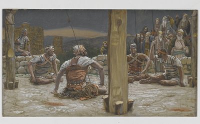 The Four Guards Sat Down and Watched Him, illustration from The Life of Our Lord Jesus Christ by James Jacques Joseph Tissot