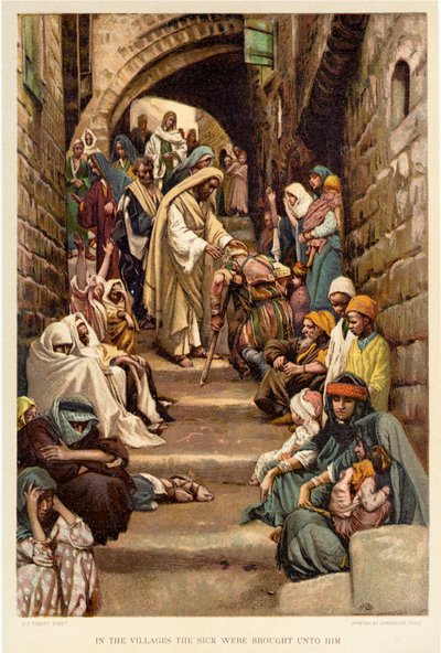 In the Villages the Sick were Brought unto Him by James Jacques Joseph after Tissot