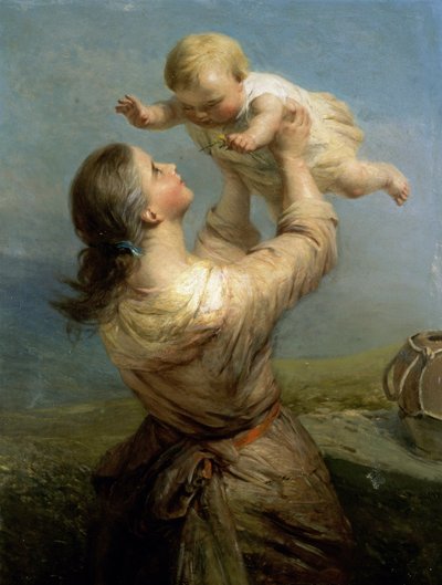 She Looks and Looks Again with New Pleasure. Painting by James John Hill (1811-1882) by James John Hill