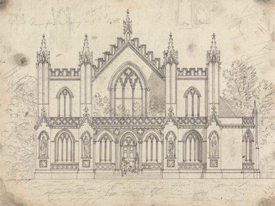 Preparatory drawing for Design 14, Plate 11 for A Collection of Designs for Rural Retreats by James Malton