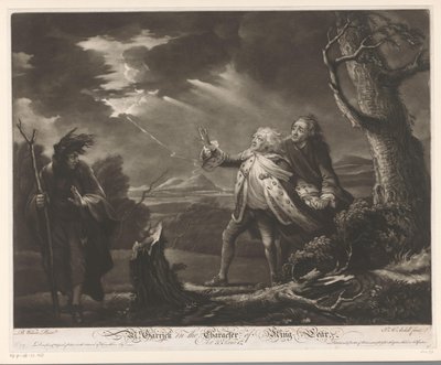 David Garrick as King Lear with the Earl of Kent and Edgar Disguised as Tom in a Stormy Landscape by James McArdell
