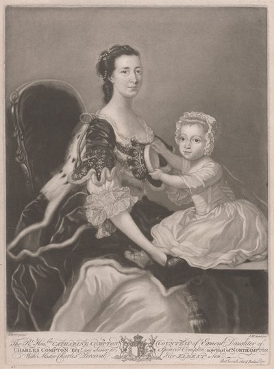 The Right Honorable Catherine Compton, Countess of Egmont, with Master Charles Perceval Her Eldest Son by James McArdell
