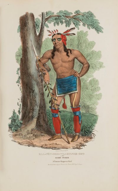 KAA-NUN-DER-WAAGUINSE-ZOO or the Berry Picker; A Famous Chippewa Chief, from The Aboriginal Portfolio by James Otto Lewis