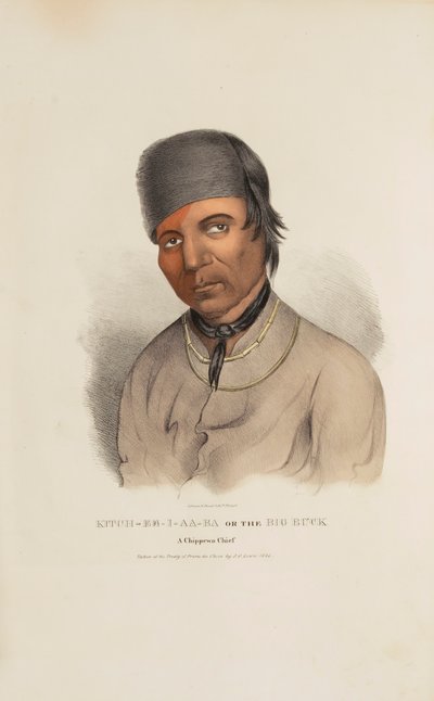 KITCH-EE-I-AA-BA or the Big Buck; A Chippewa Chief, from The Aboriginal Portfolio by James Otto Lewis