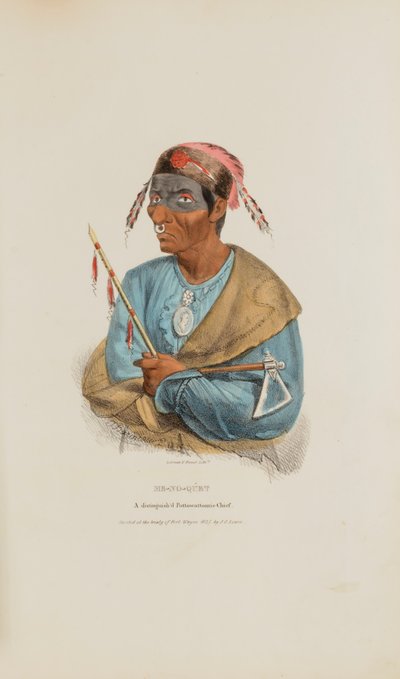 ME-NO-QUET; A Distinguished Pottowattomie Chief, from The Aboriginal Portfolio by James Otto Lewis