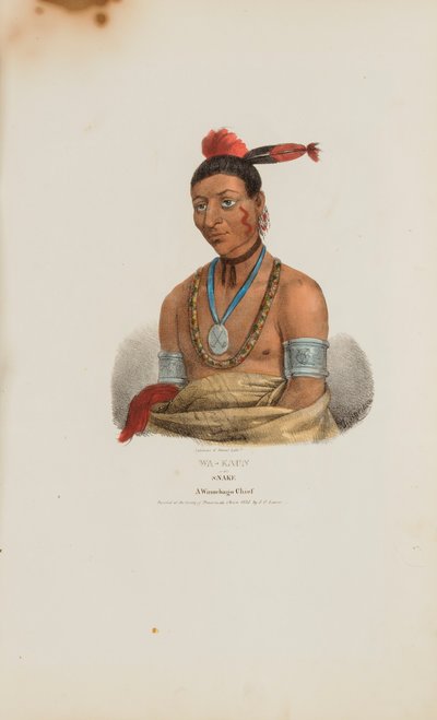 WA-KAUN or the Snake; A Winnebago Chief, from The Aboriginal Portfolio by James Otto Lewis