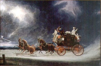 The Norwich Mail Coach in a Thunderstorm on Newmarket Heath by James Pollard