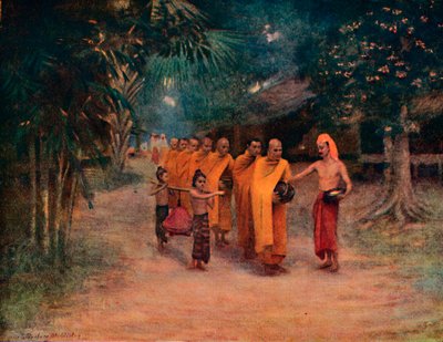Burmese Monks Begging in a Village - Early Morning, 1913 by James Raeburn Middleton