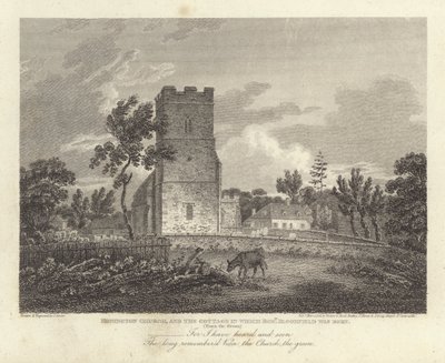 Robert Bloomfield, poet: Honington Church, and the Cottage in which Robert Bloomfield was born by James Storer