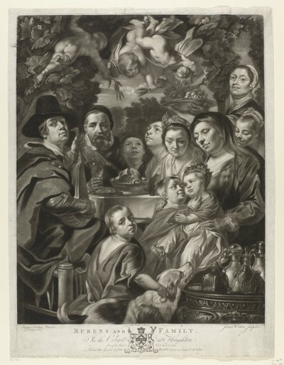 Portrait of Jacques Jordaens with His Parents, Brothers, and Sisters (series title: Paintings from The Houghton Gallery) by James Watson (prentmaker)