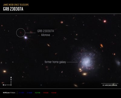 Kilonova and Host Galaxy Compass Image by James Webb Space Telescope (NASA)