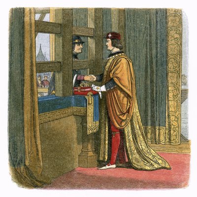 Meeting of king Edward IV and Louis XI of France at Pecquigny by James William Edmund Doyle