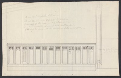 Cobham Hall, Kent: Design for Paneling of a Pew by James Wyatt