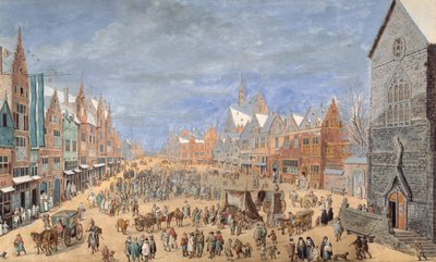 A village street with an inn in spring by Jan (follower of) Brueghel