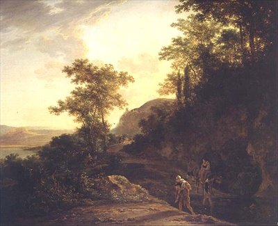 An Italianate Wooded Landscape with Travellers Fording a Stream on a Mountain Pass by Jan Both