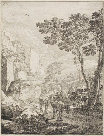 The Two Mules, from a set of four Italian Landscapes by Jan Both