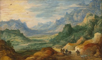 A Mountainous Landscape with Travellers and Herdsmen on a Path by Jan Brueghel the Elder