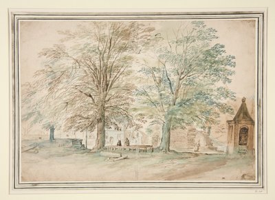 Village Meeting Place Under Two Old Trees by Jan Brueghel the Elder