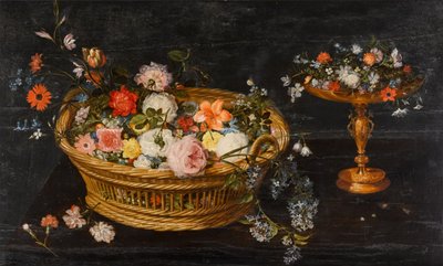 Still Life with Flowers in a Basket and in a Gilt Tazza by Jan Brueghel the Younger
