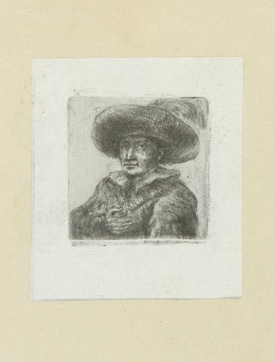 Man with Round Hat with Feather (The Compleat Work of Etchings by John Chalon) by Jan Chalon