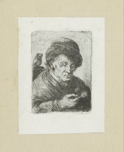 Old Man with Glasses and Owl by Jan Chalon