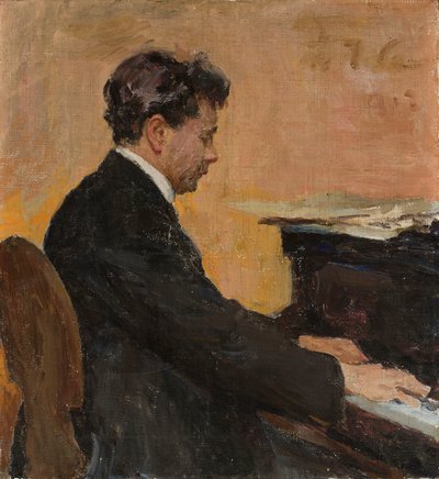 Portrait of Józef Hofmann at the Piano by Jan Ciągliński