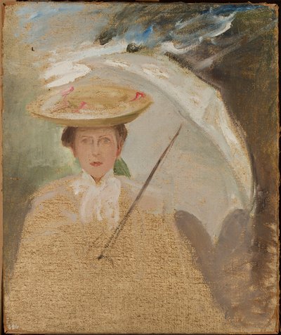 Portrait of a Lady with Parasol, Sketch by Jan Ciągliński