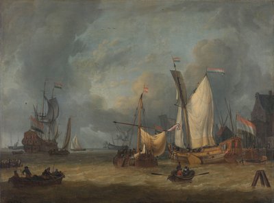 A Storm (Ships in the Harbor in a Stiff Breeze) by Jan Claesz. Rietschoof