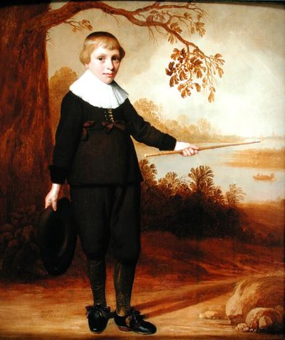 Portrait of a Seven-year old Boy in a River Landscape, 1640 by Jan Damen Cool