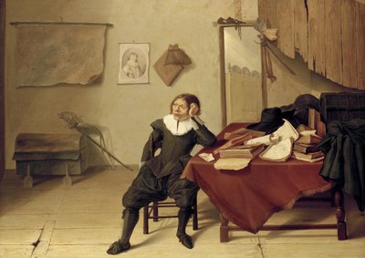 Interior of a Room with a Man Seated at a Table, 17th Century by Jan Davidsz de Heem