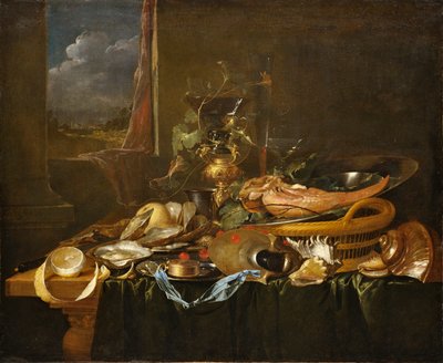 Still Life with Oysters and a Boiled Ox Tongue by Jan Davidsz. de Heem