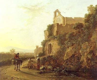 An Italianate Landscape with Figures on a Path by Jan Dirksz Both