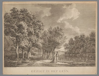 Landscape with a Couple Walking Along the Bank of the Gein by Jan Evert Grave