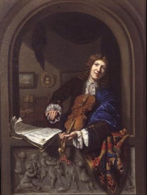 Portrait of a Man Playing the Violin by Jan Frans Douven