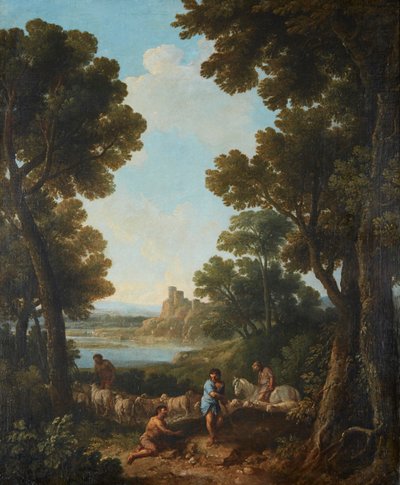 A Classical Landscape with Shepherds and Horseman by Jan Frans van Bloemen