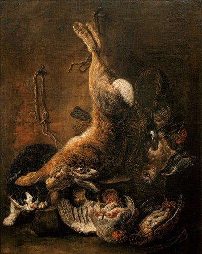 A Hare, Pigeons and Other Game with a Cat by Jan Fyt